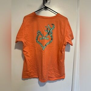 Browning Buckheart Buckmark Women’s Sz:XL Orange Camouflage Deer Heart Logo